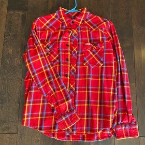 M’s Topo Designs Flannel Mountain Shirt, size large.